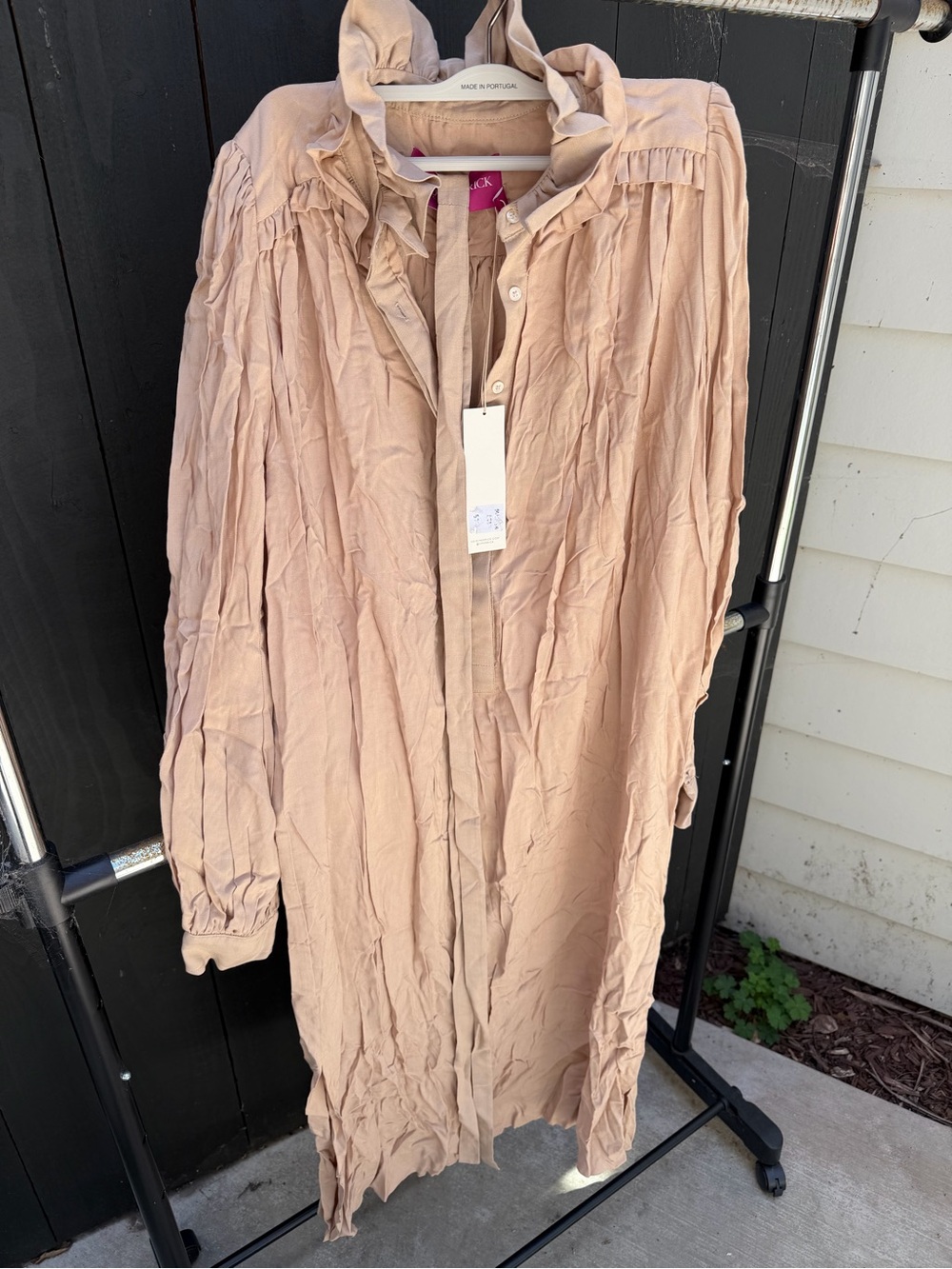 Long Blush Maxi Dress with Button Front